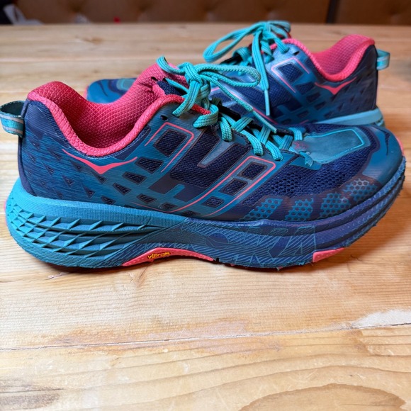 Hoka One One Shoes - Hoka One One Speedgoat 2 Trail Running Shoes Blue Pink Womens 8.5 1016791